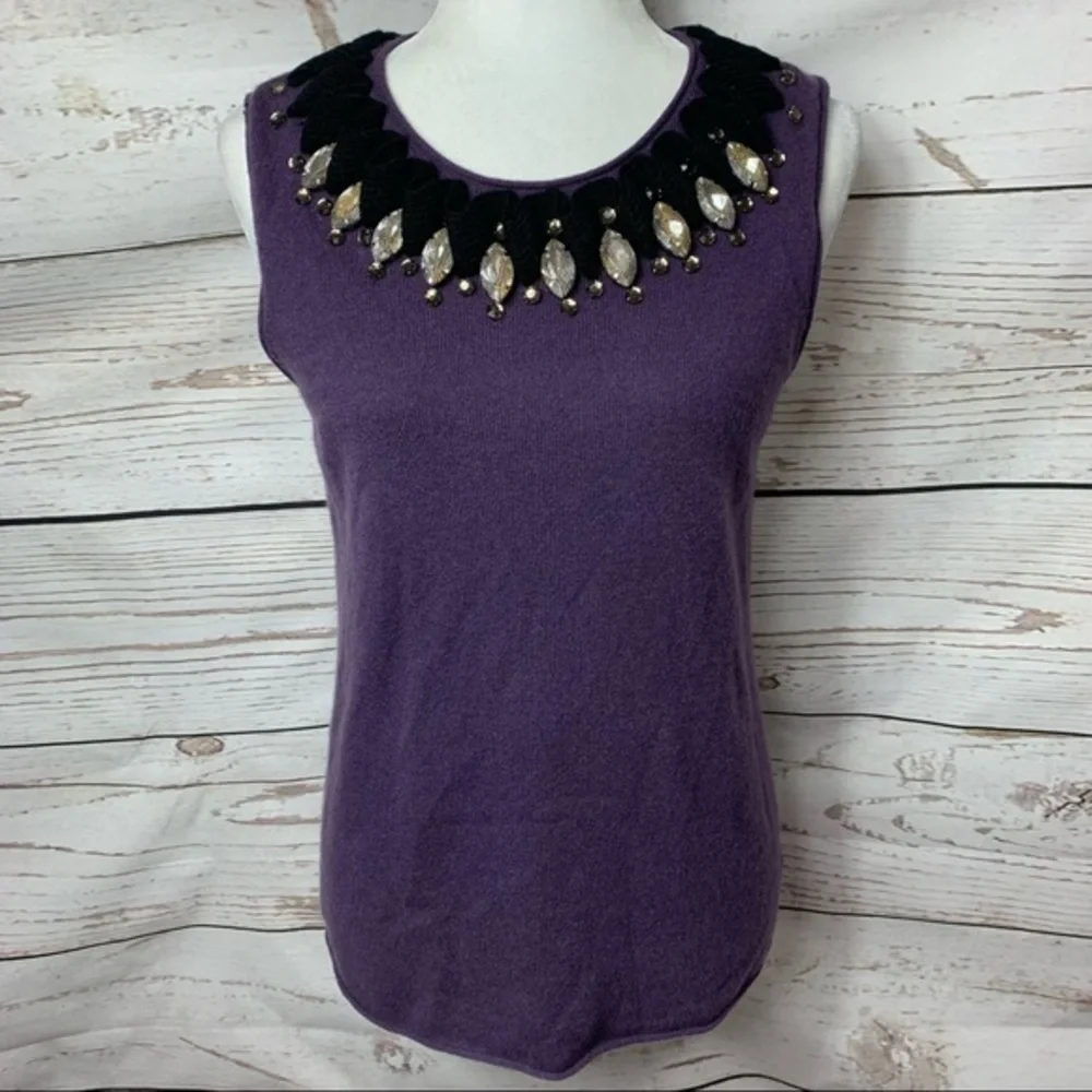 Tory Burch Embellished Cashmere Sleeveless Sweater